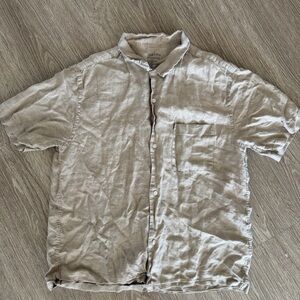Muji beige 100% hemp button down shirt L